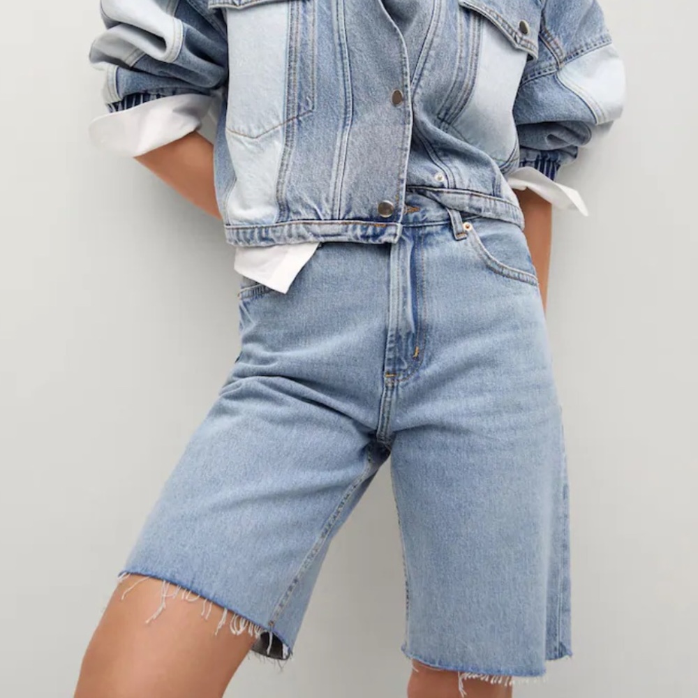 Mango High-waist denim bermuda Shorts